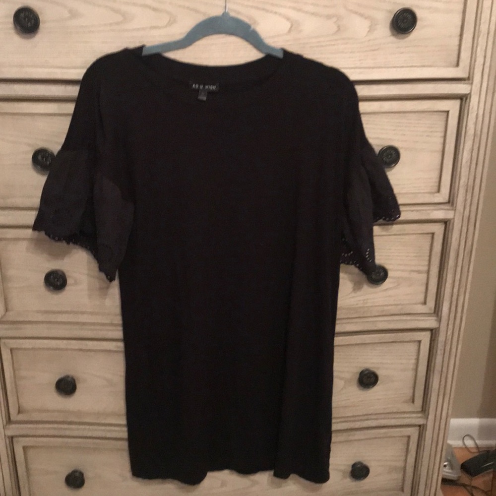 As U Wish size M Black Dress eyelet sleeves